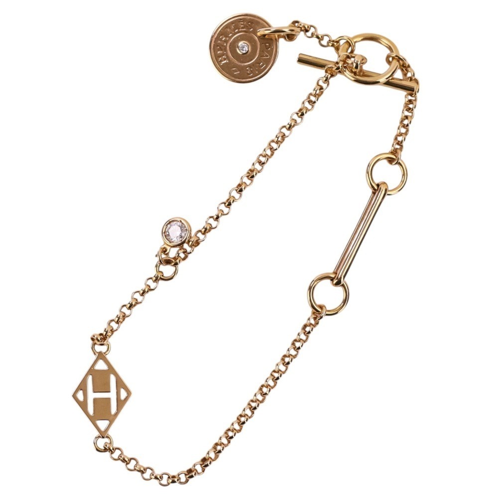 HERMES 18k Gold Diamond Charm Bracelet